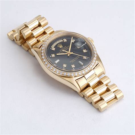 replica rolex black face day date diamond band and bezel|rolex day date diamond bracelet.